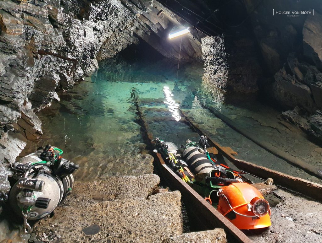 Water entry to Christine slate mine in central Germany