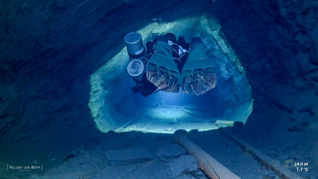 Underground tunnels inside Christine slate mine in central Germany